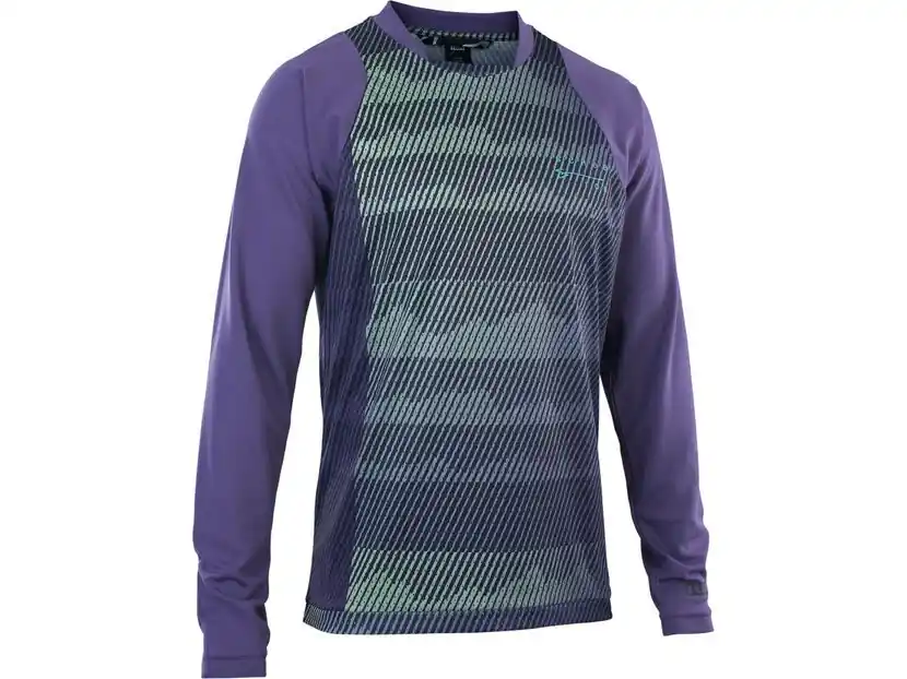 Billig ION MTB Jersey Long Sleeve Scrub Men, dark-purple
