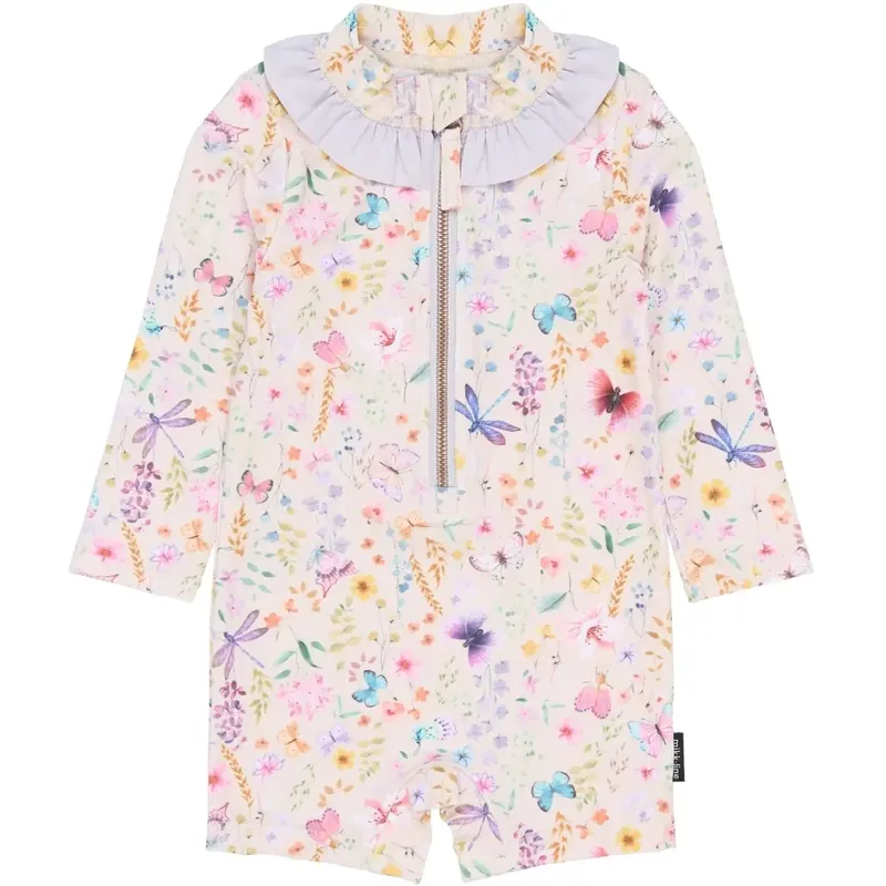 Angebot Mikk-Line UV-Schutz Badeanzug mit langen Ärmeln und Rüschchen für Baby Mädchen AOP