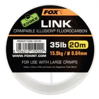 Neu Fox Edges Link Quetschbare Vorfachschnur Fluorocarbon 20m