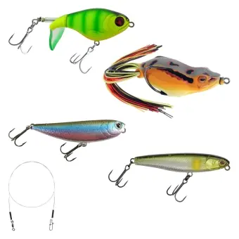 Topwater-Barsch-Set: 4 Oberflächenköder + Vorfach Neue Ware