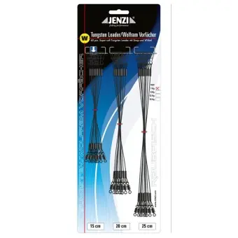Jenzi Tungsten-Vorfächer Leader mit Karbiner und Wirbel 30Stk Preisknaller